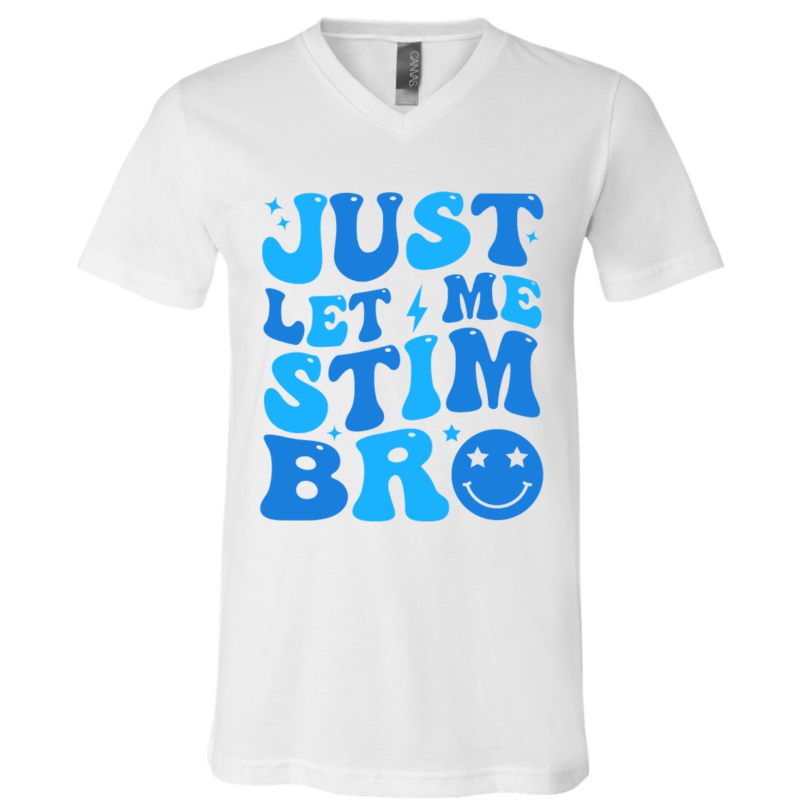 Just Let Me Stim Bro Smile Face Retro V-Neck T-Shirt