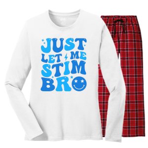 Just Let Me Stim Bro Smile Face Retro Women's Long Sleeve Flannel Pajama Set 