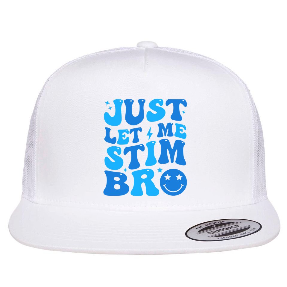 Just Let Me Stim Bro Smile Face Retro Flat Bill Trucker Hat