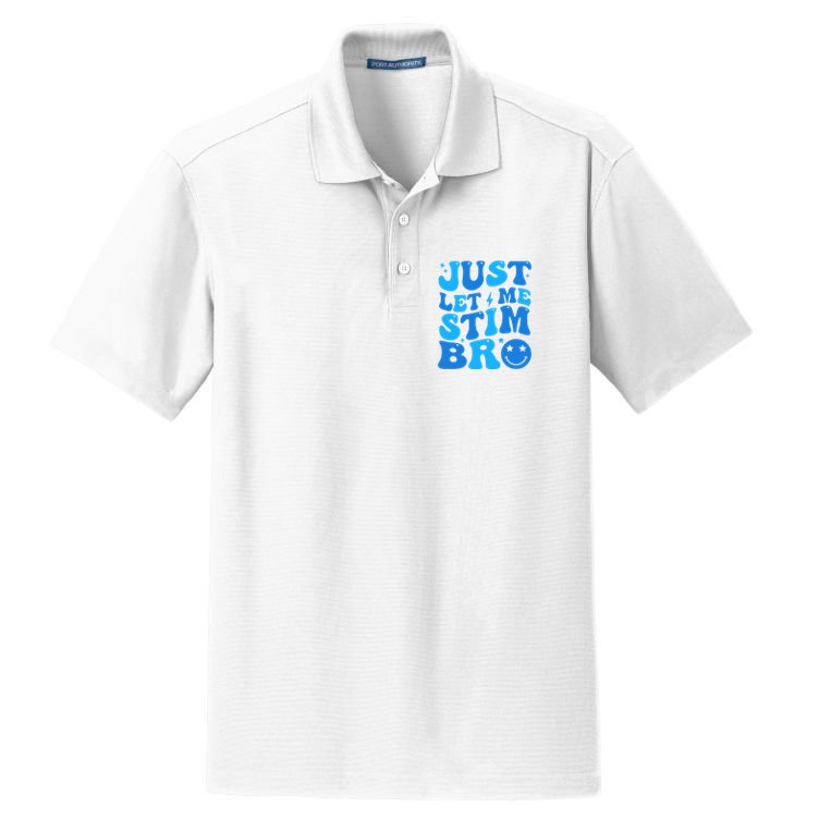 Just Let Me Stim Bro Smile Face Retro Dry Zone Grid Polo