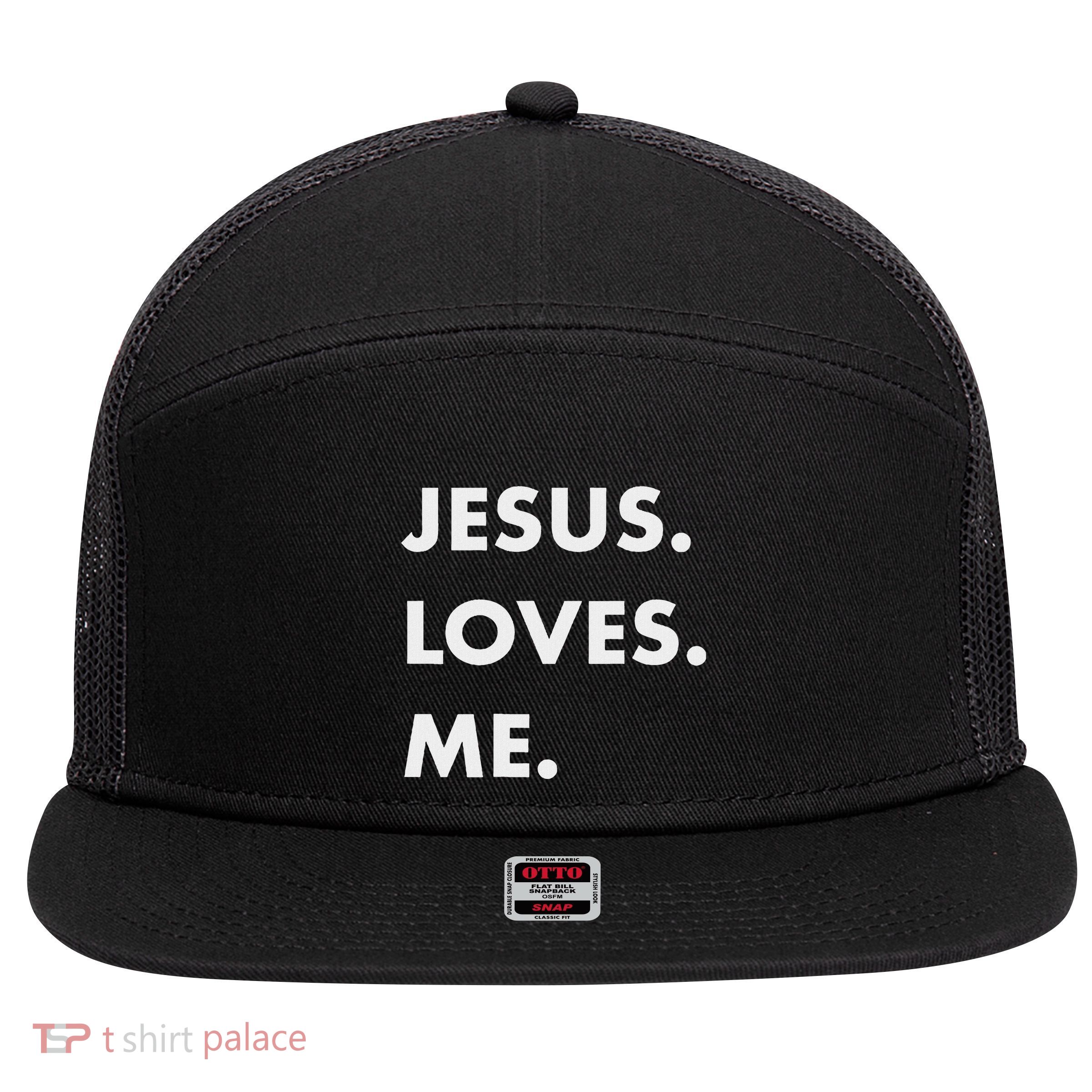 Jesus Loves Me Christian Believe God Love Faith 7 Panel Mesh Trucker Snapback Hat