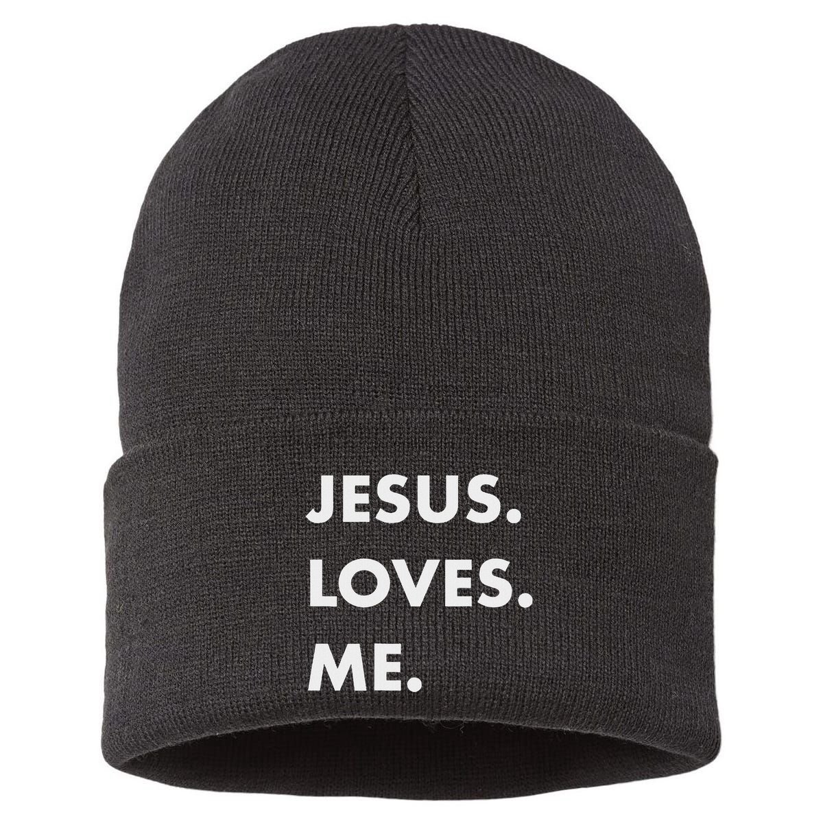 Jesus Loves Me Christian Believe God Love Faith Sustainable Knit Beanie