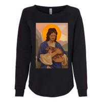 Jesus Loves Moo Deng Bouncy Pig Cute Baby Hippo Meme Womens California Wash Sweatshirt