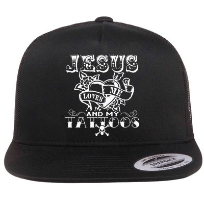 Jesus Loves Me & My Tattoos Christian Jesus God Tattoo Lover Flatbill Hat