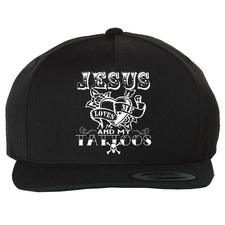 Jesus Loves Me & My Tattoos Christian Jesus God Tattoo Lover Wool Snapback Cap