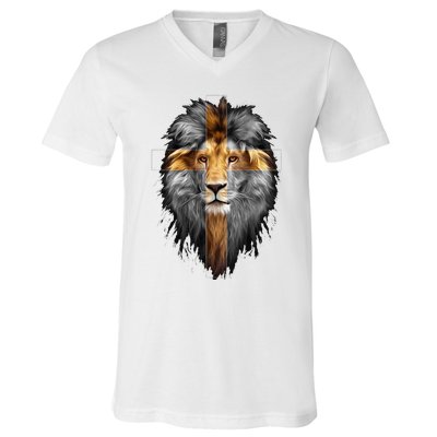 Jesus Lion Of Judah V-Neck T-Shirt