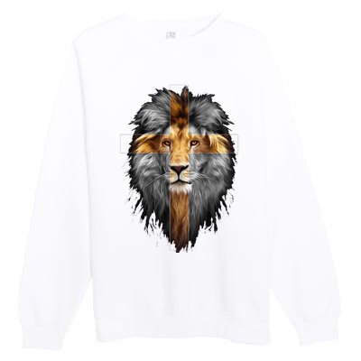 Jesus Lion Of Judah Premium Crewneck Sweatshirt