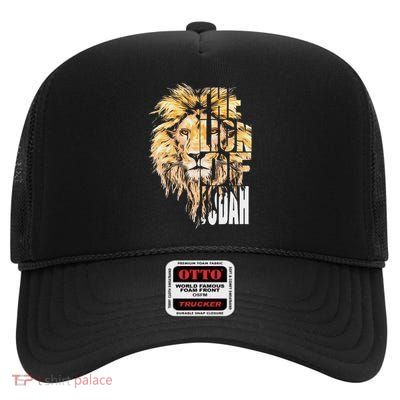 Jesus Lion Of Judah Christian Gift For High Crown Mesh Back Trucker Hat