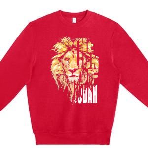 Jesus Lion Of Judah Christian Gift For Men Women Premium Crewneck Sweatshirt