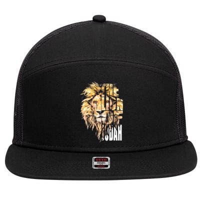 Jesus Lion Of Judah Christian Gift 7 Panel Mesh Trucker Snapback Hat