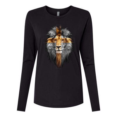 Jesus Lion Of Judah Womens Cotton Relaxed Long Sleeve T-Shirt