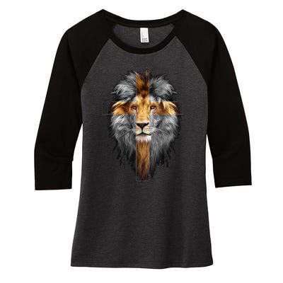 Jesus Lion Of Judah Women's Tri-Blend 3/4-Sleeve Raglan Shirt