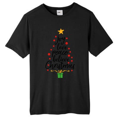 Joy Love Peace Believe Christmas Tree Star Gift Simple Funny Gift Tall Fusion ChromaSoft Performance T-Shirt