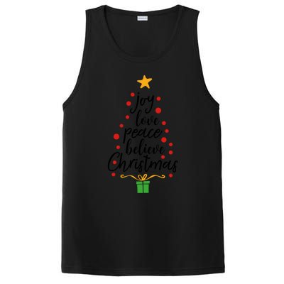 Joy Love Peace Believe Christmas Tree Star Gift Simple Funny Gift PosiCharge Competitor Tank