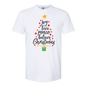 Joy Love Peace Believe Christmas Tree Star Gift Simple Funny Gift Softstyle CVC T-Shirt