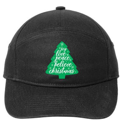 Joy Love Peace Believe Christmas Tree 7-Panel Snapback Hat