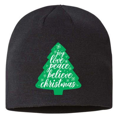 Joy Love Peace Believe Christmas Tree Sustainable Beanie