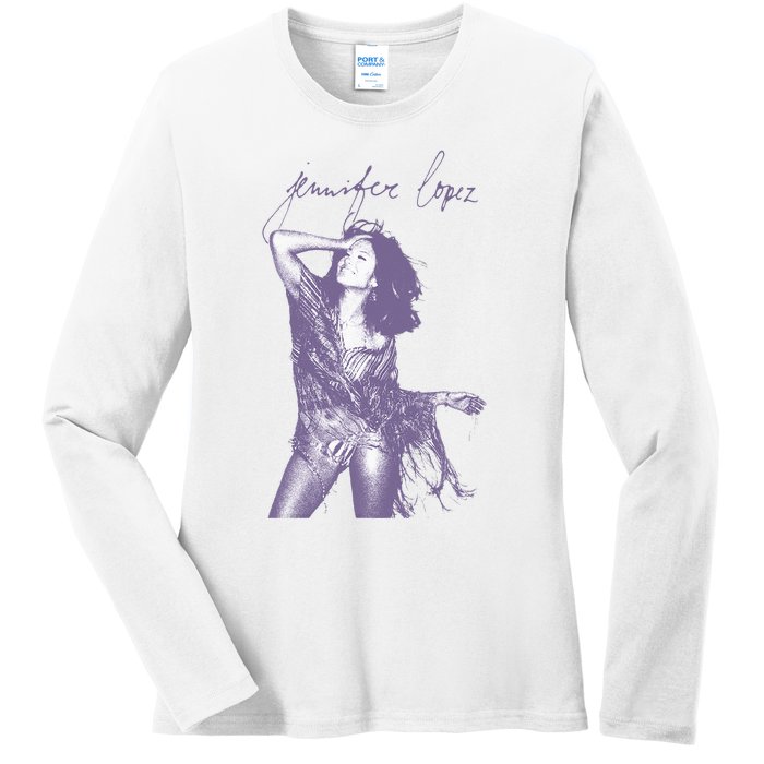 Jennifer Lopez Purple Portrait Ladies Long Sleeve Shirt