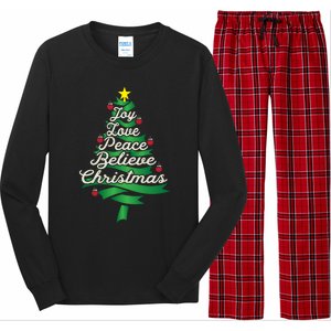 Joy Love Peace Believe Christmas Yuletide Lover Gift Cute Gift Long Sleeve Pajama Set