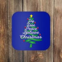 Joy Love Peace Believe Christmas Yuletide Lover Gift Cute Gift Coaster