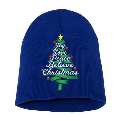 Joy Love Peace Believe Christmas Yuletide Lover Gift Cute Gift Short Acrylic Beanie