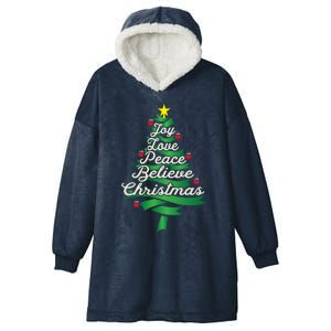 Joy Love Peace Believe Christmas Yuletide Lover Gift Cute Gift Hooded Wearable Blanket