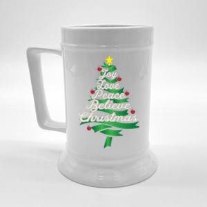 Joy Love Peace Believe Christmas Yuletide Lover Gift Cute Gift Beer Stein