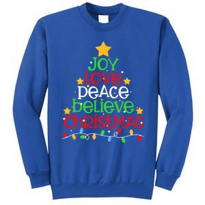 Joy Love Peace Believe Christmas Pajama Xmas Tree Holiday Great Gift Sweatshirt