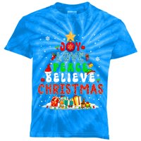 Joy Love Peace Believe Christmas Santa Elf Xmas Tree Family Cute Gift Kids Tie-Dye T-Shirt