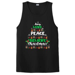 Joy Love Peace Believe Christmas Tree Pajama Xmas Holiday Cool Gift PosiCharge Competitor Tank