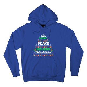 Joy Love Peace Believe Christmas Tree Pajama Xmas Holiday Cool Gift Hoodie