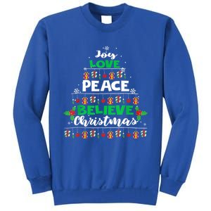 Joy Love Peace Believe Christmas Tree Pajama Xmas Holiday Cool Gift Sweatshirt