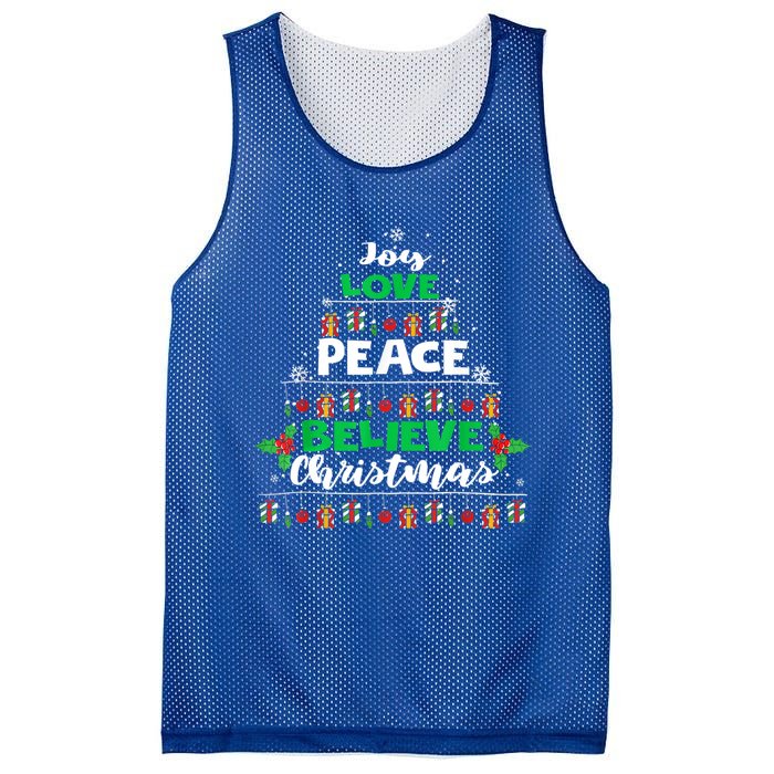 Joy Love Peace Believe Christmas Tree Pajama Xmas Holiday Cool Gift Mesh Reversible Basketball Jersey Tank