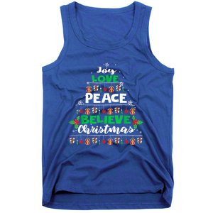 Joy Love Peace Believe Christmas Tree Pajama Xmas Holiday Cool Gift Tank Top