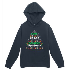 Joy Love Peace Believe Christmas Tree Pajama Xmas Holiday Cool Gift Urban Pullover Hoodie