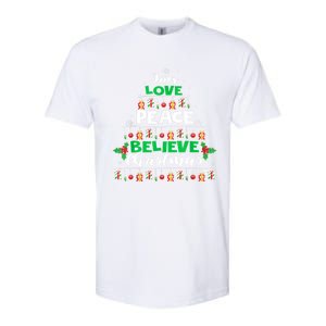 Joy Love Peace Believe Christmas Tree Pajama Xmas Holiday Cool Gift Softstyle CVC T-Shirt