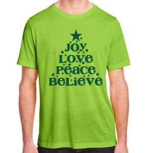 Joy Love Peace Believe Christmas Tree Adult ChromaSoft Performance T-Shirt