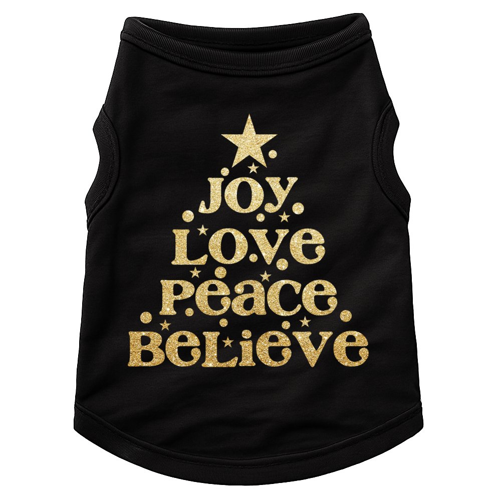 Joy Love Peace Believe Christmas Tree Doggie Tank