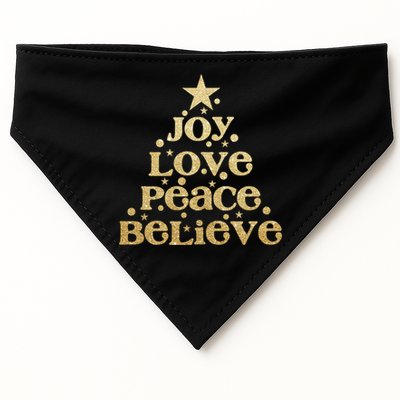 Joy Love Peace Believe Christmas Tree USA-Made Doggie Bandana