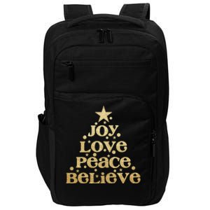 Joy Love Peace Believe Christmas Tree Impact Tech Backpack