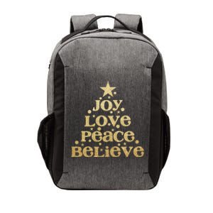 Joy Love Peace Believe Christmas Tree Vector Backpack