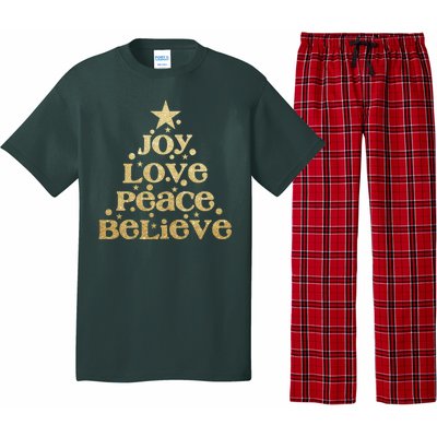 Joy Love Peace Believe Christmas Tree Pajama Set