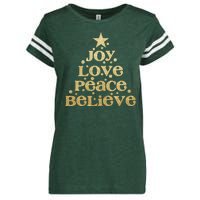 Joy Love Peace Believe Christmas Tree Enza Ladies Jersey Football T-Shirt