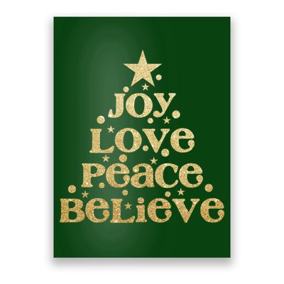 Joy Love Peace Believe Christmas Tree Poster
