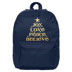 Joy Love Peace Believe Christmas Tree 16 in Basic Backpack