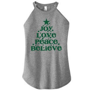 Joy Love Peace Believe Christmas Tree Women's Perfect Tri Rocker Tank