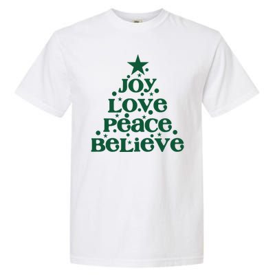 Joy Love Peace Believe Christmas Tree Garment-Dyed Heavyweight T-Shirt