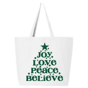 Joy Love Peace Believe Christmas Tree 25L Jumbo Tote