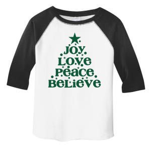 Joy Love Peace Believe Christmas Tree Toddler Fine Jersey T-Shirt