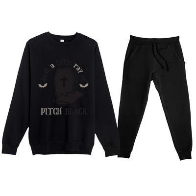 Just Little Ray Of Pitch Black Grave Witchy Halloween Premium Crewneck Sweatsuit Set